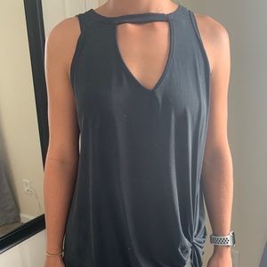 Black knitted keyhole tank top